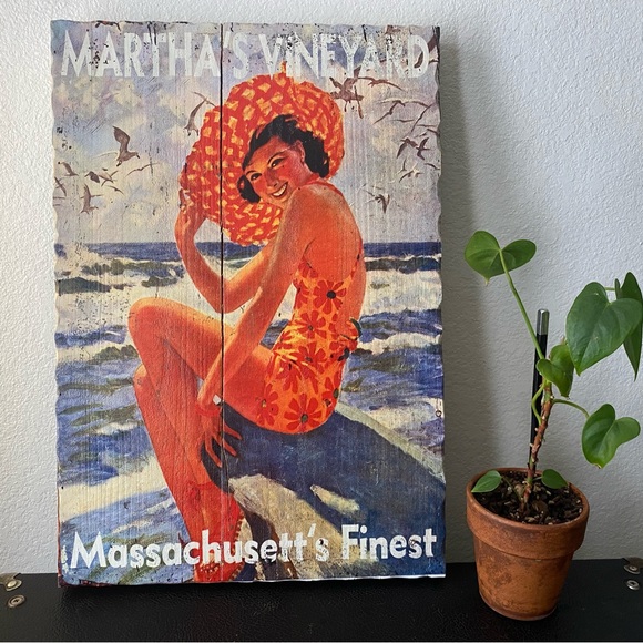 Art Pictures Beach Nautical Shabby Chic Martha’s Vineyard Cottage 50’s Wood - Picture 2 of 6